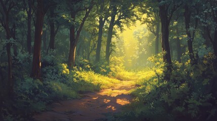 Obraz premium sunlit forest path