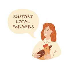 Support Local Farmers Motivating Vector Poster
