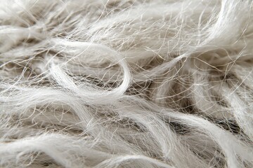 Obraz premium A detailed close-up of white yarn fibers, showcasing texture and patterns, ideal for backgrounds and design elements requiring a soft and delicate touch