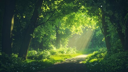 Obraz premium sunlit forest path