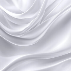 Smooth White Silk Fabric with Elegant Folds and Waves Creating a Luxurious and Soft Texture