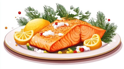 Golden Roasted Salmon Fillet with Lemon Wedges Ultra Fast
