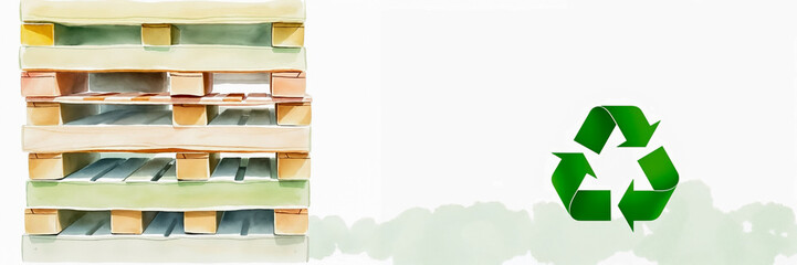 Obraz premium Recycled wooden pallets arranged creatively, eco-friendly design