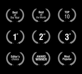 set of wheat circle badge award winning