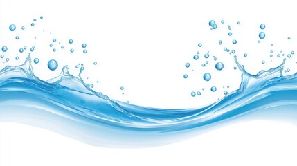 Dynamic water splash with air bubbles on white background: a fresh and fluid stock image