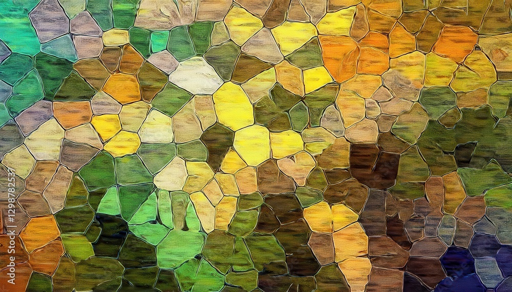 Poster abstract polygonal pattern with earthy tones and leaf texture, geometric design for digital background and artistic prints