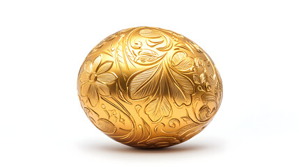 An elegant golden pysanka with embossed Ukrainian ornaments, luxurious and intricate