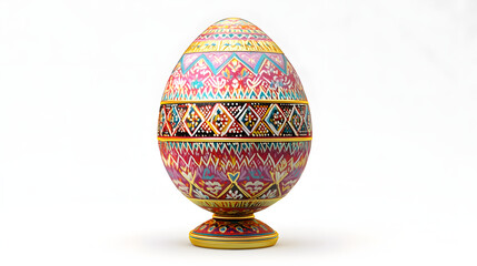 A giant pysanka standing alone, symbolizing Ukrainian culture, ultra-detailed folk patterns, painted easter egg