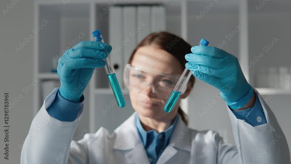 Aufkleber A skilled scientist analyzes samples in a modern lab, using advanced biomedical and chemistry techniques to drive impactful discoveries and enhance our understanding of health and technology