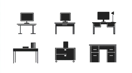 Office Desk Illustration Set