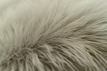Fototapeta premium Extreme close-up of soft and delicate faux fur texture in neutral grey tones, luxurious and cozy material for winter fashion and interior decoration, perfect for backgrounds.