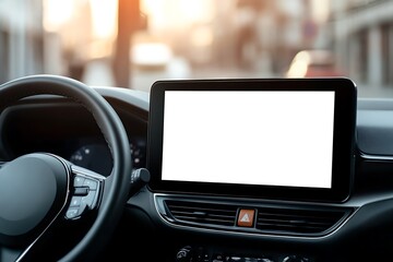Blank screen in modern car dashboard.