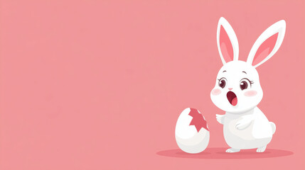 Obraz premium Playful cartoon rabbit with perked ears and egg