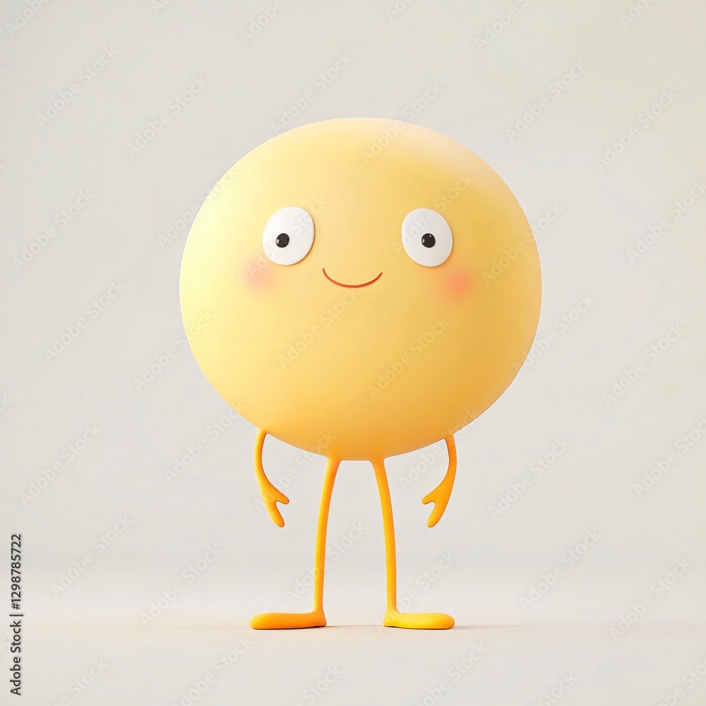 Poster cheerful yellow egg character with a big smile and bright eyes displaying happiness in a fun and pla