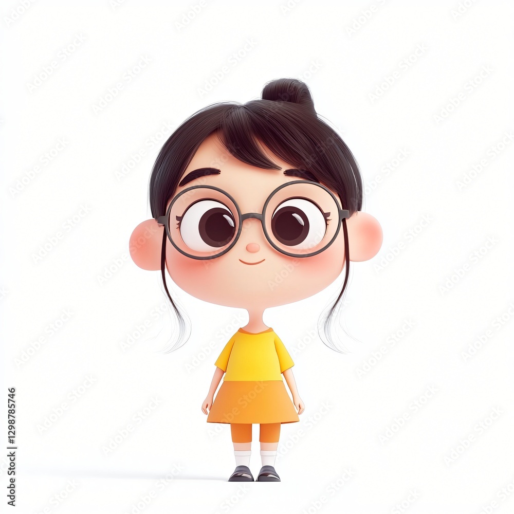 Poster playful cartoon character with bright colors and whimsical features capturing the essence of fun and