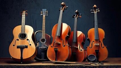 Naklejka premium Illustration of Musical Instruments in Artistic Style for Buy Musical Instruments Day