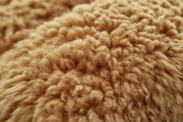 A mesmerizing close-up of soft, brown teddy bear fur, showcasing the intricate details of the fibers and creating a warm, inviting, and comforting texture that evokes nostalgia.