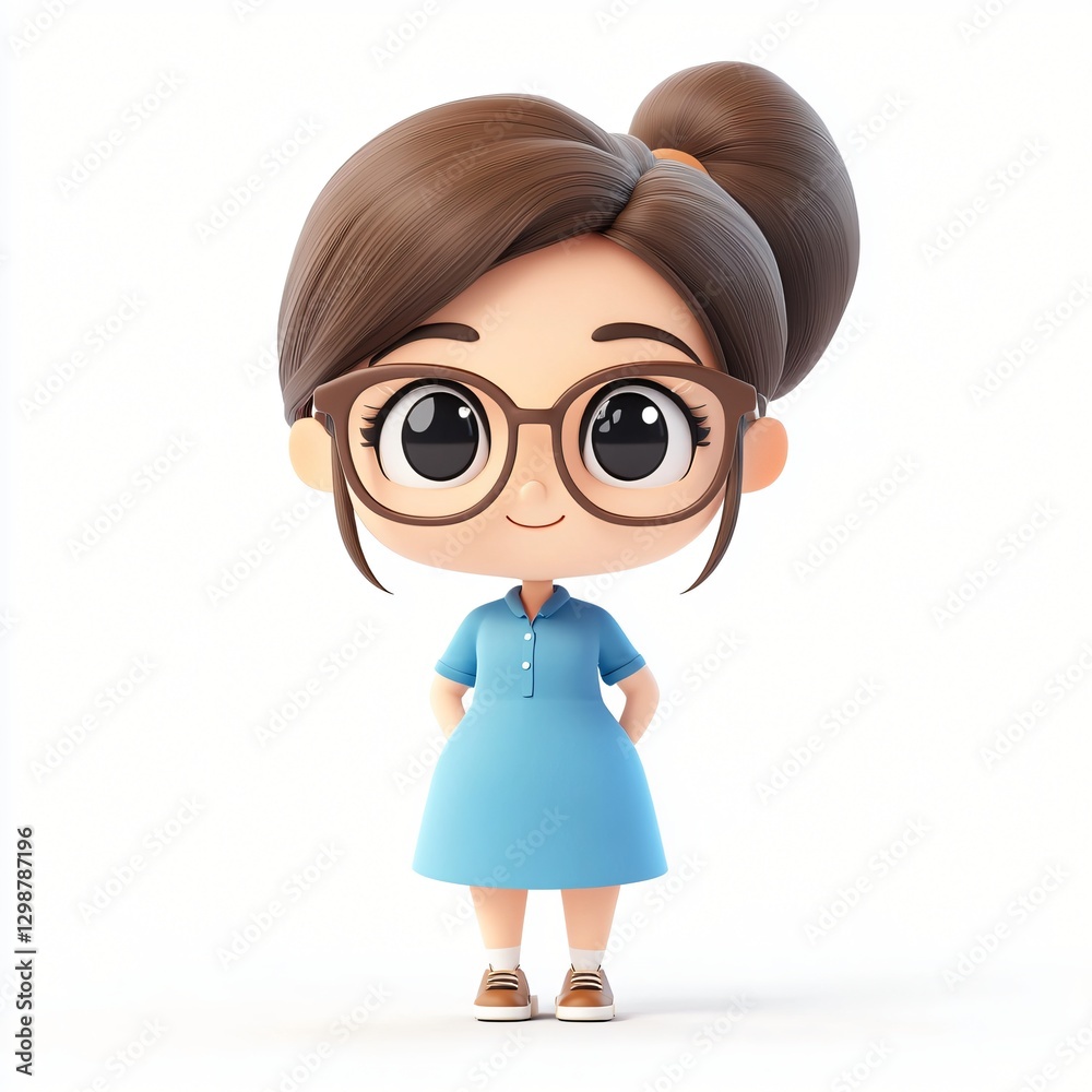 Poster Colorful and whimsical cartoon character with an engaging expression and playful pose in a fun environment