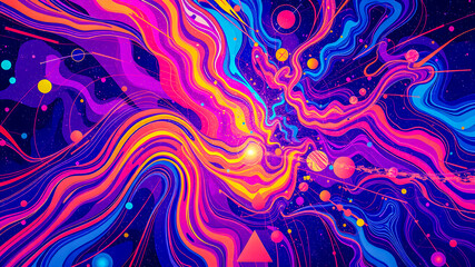 Artistic colorful waves swirl in a seamless pattern