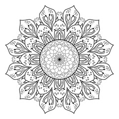 Intricate Black and White Mandala Coloring Page | Decorative Line Art