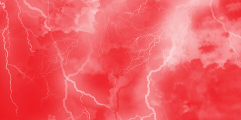 Abstract background of colorful brush strokes. Brushed vibrant wallpaper. Thunder, lightnings and rain on a stormy red smoky background