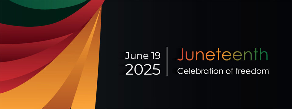 Juneteenth Freedom Day. June 19 2025 African American Liberation Day. Black, red and green. Vector	

