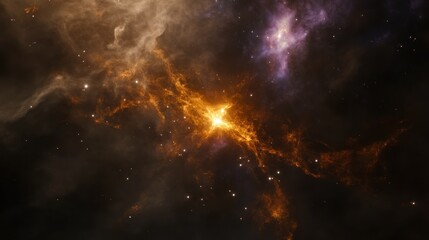 Glowing Nebula in Deep Space with Stars and Colorful Cosmic Clouds