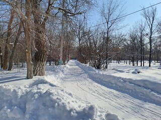Obraz premium snow covered road in winter