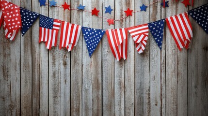 Fototapeta premium Patriotic Decorations with Flags and Ribbons Arrangement