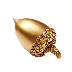 A golden acorn, rumored to grant terrible knowledge if planted, isolated on a white background.