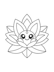 Mandala with Lotus Flowers – Relaxing Adult Coloring Page on White Background