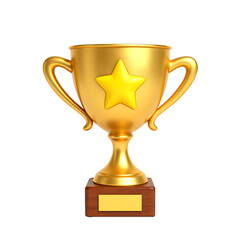 Trophy cup winner success champion icon sign or symbol 3d illustration