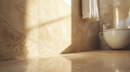 Sunlit Beige Bathroom Corner Modern Design