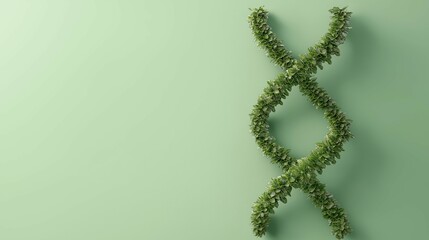 Green DNA double helix structure made of leaves