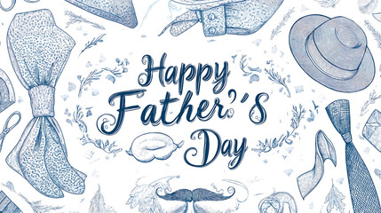 Happy Father's Day colouring page with tie and hat.