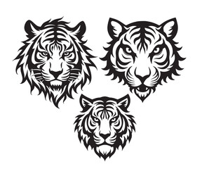 Fierce Tiger Head Tribal Tattoo Design