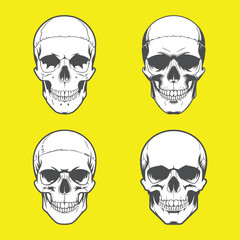 Set of high quality skull silhouette 