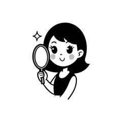 an anime girl applying lipstick 