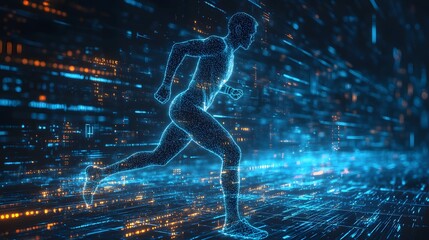 Wearable fitness tracker optimizing athletic training, futuristic digital performance analysis, high-resolution vector illustration