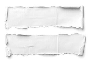 Obraz premium Two torn white paper strips isolated on white background.