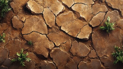 Resilient Plant Emerging from Cracked Surface Symbolizing Hope and Renewal in Harsh Environments Showcasing Nature's Tenacity and Beauty