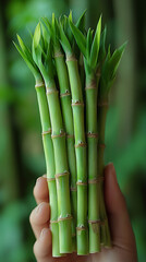 Fototapeta premium handful of fresh bamboo shoots
