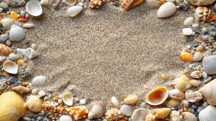 A Circle of Natural Beauty Formed by Seashells and Sand on a Tranquil Beach Evoking Serenity and Connection to Coastal Nature and Earth