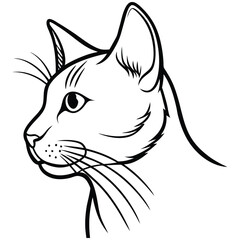 a close up side profile of a cat in a semi realis line art