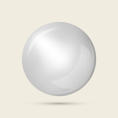 A large and magnificent pearl with glitter. Also white ball template. 3D realistic vector illustration isolated on white.