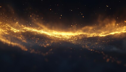 Fototapeta premium Stunning abstract golden light wave shimmering with particles creating a magical atmosphere for backgrounds, designs, and creative projects in digital art