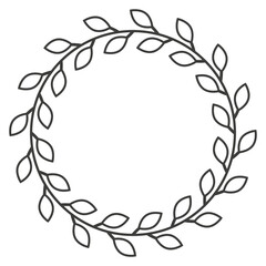 Laurel wreath looped line icon circle frame. Flat vector illustration isolated on white background.