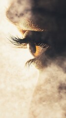 woman eyes light misty backdrop