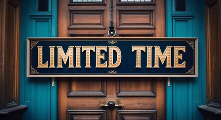 Obraz premium limited time lettering on a signage in door background