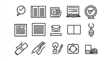 Fototapeta premium Education Icons Set - White Background